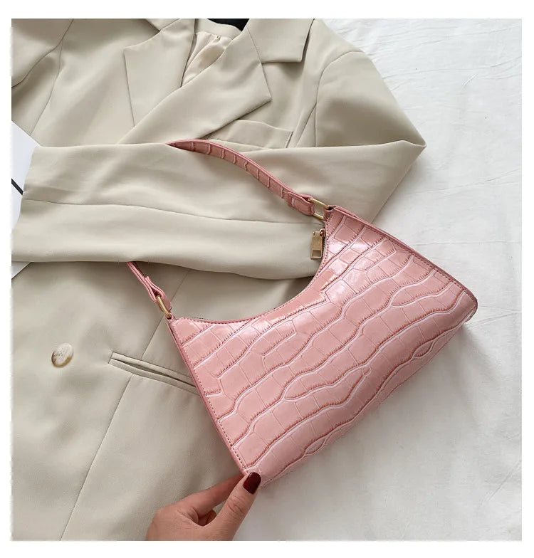 Bolso de compras exquisito de moda para mujer, bolsos de hombro Retro informales, bolso de mano con cadena de cuero de Color sólido