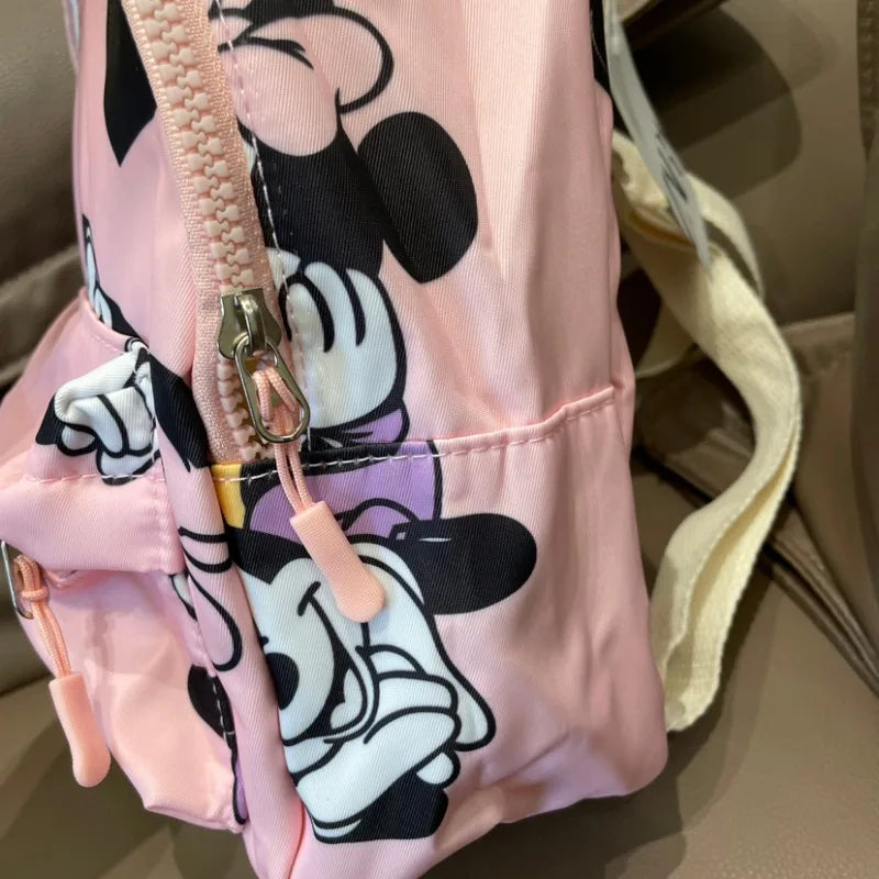 Mochila de dibujos animados- Disney Mickey Mouse para niña, bolso escolar de lona de minnie de gran capacidad