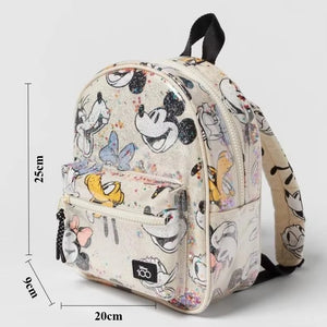 Mochila de dibujos animados- Disney Mickey Mouse para niña, bolso escolar de lona de minnie de gran capacidad