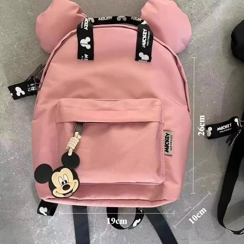 Mochila de dibujos animados- Disney Mickey Mouse para niña, bolso escolar de lona de minnie de gran capacidad