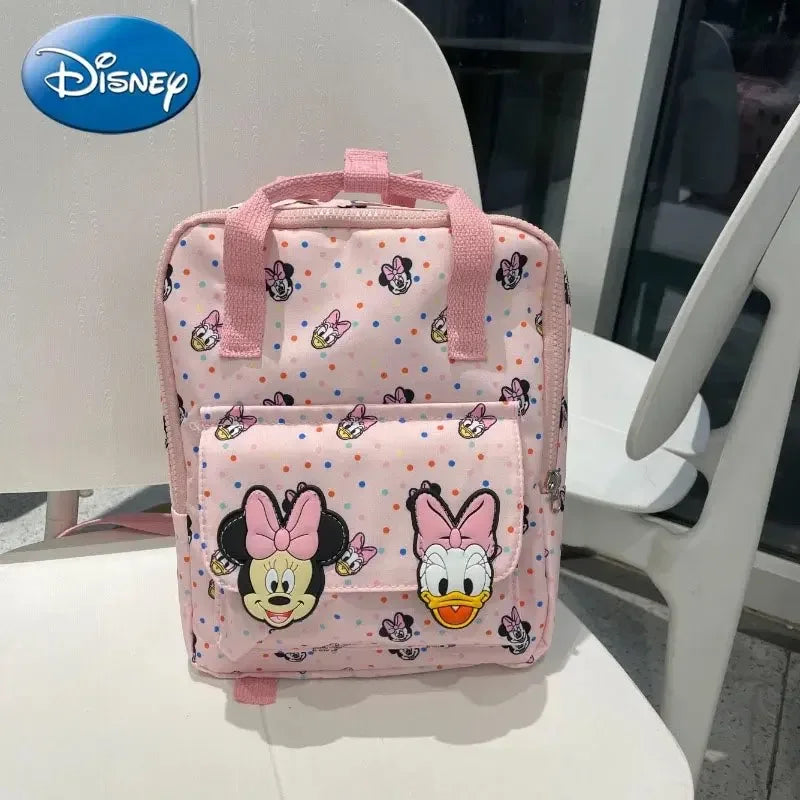 Mochila de dibujos animados- Disney Mickey Mouse para niña, bolso escolar de lona de minnie de gran capacidad