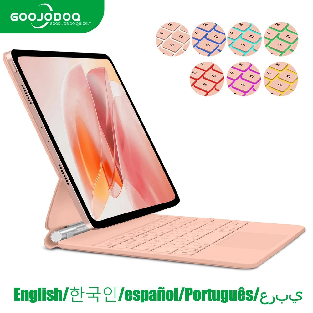 GOOJODOQ Magic Keyboard for iPad Pro 11 Inch 4th/3rd/2nd/1st Gen iPad Air 6 11 2024 Air4 Air 5 Floating Stand Bluetooth Keyboard